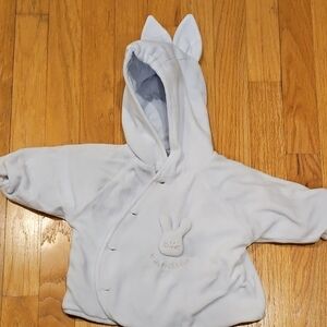 Absorba Pale Blue Bunny Hooded Snap Jacket 6M